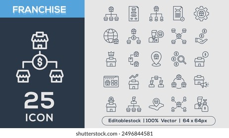 FRANCHISE line icons collection Vector illustrator