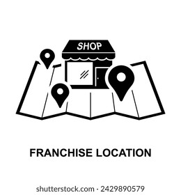 Icono de ubicación de franquicia aislado en fondo vector Ilustración.