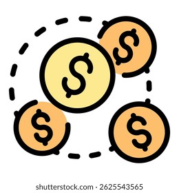 Franchise money receive icon. Outline franchise money receive vector icon color flat isolated