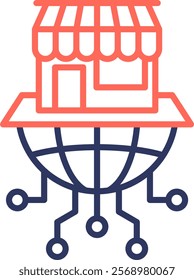 Franchise Networking Icon Line Color Vector Illustration