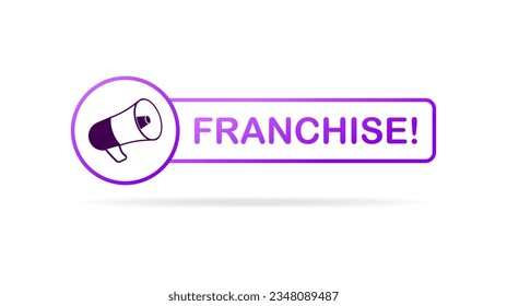 Señal de franquicia. Icono plano, púrpura, franquicia, propuesta de negocio. Icono de vector