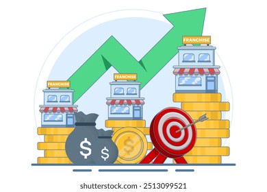 franchise store concept, business, development, company, franchise business branch expansion, Small Business, franchise business branch expansion, company, retail store or service network. vector.