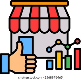 Franchise Success Icon Lineal Color Vector Illustration