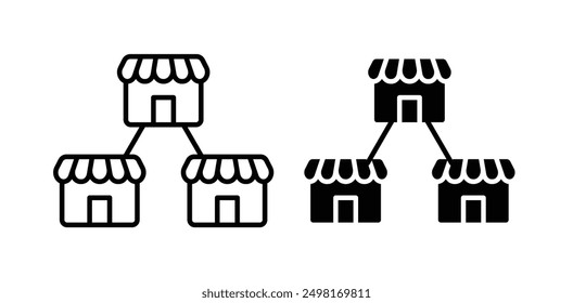 Franchise vector icon set in black color.