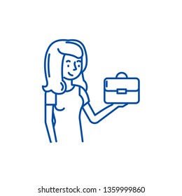 Franchise for women line icon concept. Franchise for women flat  vector symbol, sign, outline illustration.