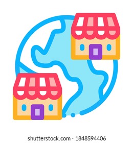 franchise world location icon vector. franchise world location sign. color symbol illustration
