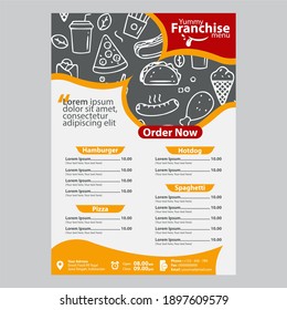 Franchise Yummy Food Menu Pamphlet Template