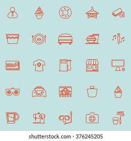 Franchisee business line orange color icons, stock vector