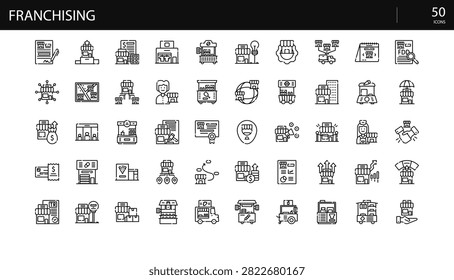 Franchising Business Model Licence Brand Operations Icon Set