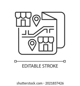 Lineares Franchising-Symbol Betriebskostenzuschusslizenz. Marktanteil und geografische Reichweite steigen. Dünne, anpassbare Illustration. Contour-Symbol. Vektor-einzelne Rahmenzeichnung. Bearbeitbarer Hub