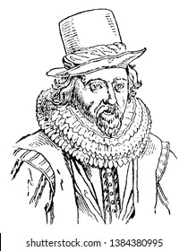 Francis Bacon, 1561-1626, he was an English philosopher, author, statesman and scientist, famous for his promotion of the scientific method, vintage line drawing or engraving illustration