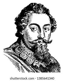 Francis Beaumont, 1584-1616, Beaumont was a poet, playwright and dramatist in the English renaissance theatre, vintage line drawing or engraving illustration