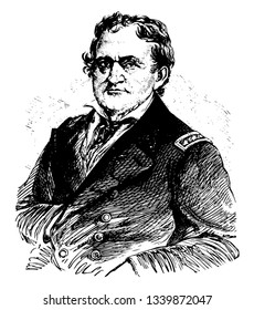 Francis Hoyt Gregory 1789 to 1866 he was a rear admiral and an officer in the United States navy vintage line drawing or engraving illustration