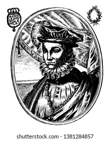 Francis II, 1544-1560, he was the king of France from 1559 to 1560, vintage line drawing or engraving illustration