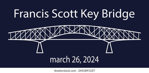 Francis Scott Key Bridge. March 26, 2024. Simple vector illustration