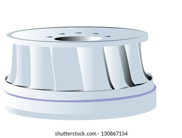 Francis turbine impeller vanes transfers energy to the water rotates the generator producing electricity