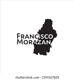 Francisco Morazan map and black lettering design on white background