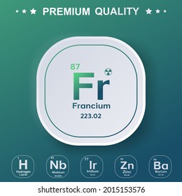 Elemento francium de la tabla periódica - Diseño moderno
