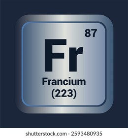 Francium Fr icon. Number Eighty Seven. Mass (223) detail. Vector Background.