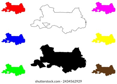 Ciudad de Franco da Rocha (República Federativa de Brasil, estado de Sao Paulo) ilustración vectorial de mapa, dibujo de garabato Mapa de Franco da Rocha