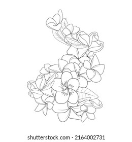 Frangipani Flower Doodle Coloring Page Outline Stock Vector (Royalty ...