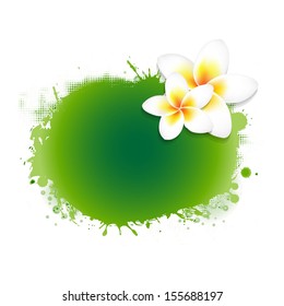 Flor Frangipani Con Blob Verde, Con Malla De Gradiente, Ilustración Vectorial