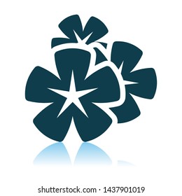 Icono de las flores de Frangipani. Diseño de reflexión de sombra. Ilustración vectorial.