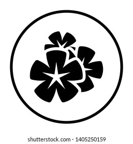 Frangipani Flower Icon. Thin Circle Stencil Design. Vector Illustration.