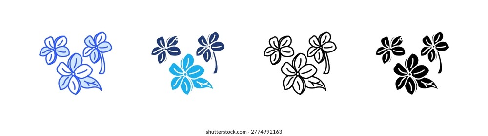 Frangipani Flower Multiple Style Icon Set Vector