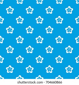 Frangipani flower pattern repeat seamless in blue color for any design. Vector geometric illustration