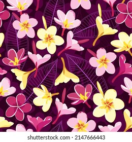 frangipani flower seamless pattern. plumeria florals in the summer spring garden. good for dress, fabric, fashion, wallpaper, pajama, kimono, etc.