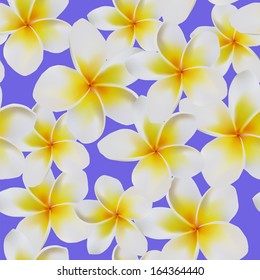 Frangipani pattern on blue background
