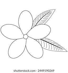 Frangipani Plumeria black lines flower hand drawn