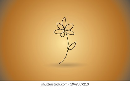 Frangipani Plumeria flower. One line drawing art