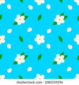 Frangipani seamless pattern with clipping mask. Vector illustration