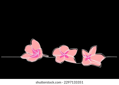 frangipani en boceto vector línea simple o continua
