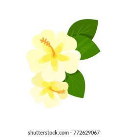 Frangipani tropical flower cartoon vector Illustration