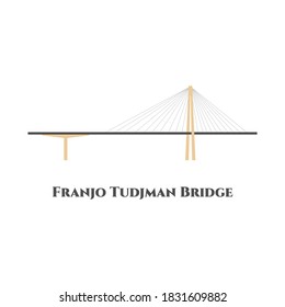 Franjo Tudjman bridge in Dubrovnik, Croatia. Great location, beautiful views of the bay. Recommend everyone to visit it, because it was beautiful experience. Flat landmarks vector illustration