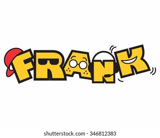 frank face head talk alphabet character illustration logo icon vector