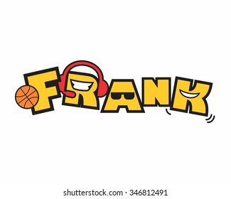 frank face head talk alphabet character illustration logo icon vector