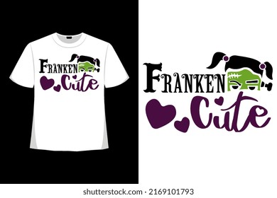 Franken Cute Halloween Tshirt, Halloween Family Tshirt, Halloween Party Tee, Good for Clothes, Greeting Card, Poster, and Mug Design.