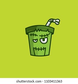 frankensdrink halloween frankestein drink cup icon logo vector