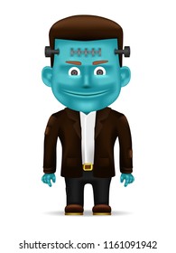 Frankenstein 3D cartoon. Halloween festival person isolated concept.