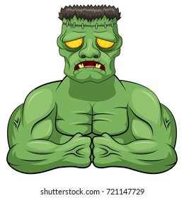 Frankenstein angry cartoon. Vector illustration