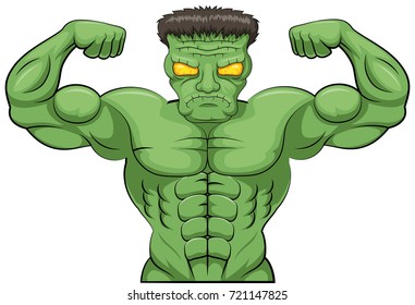 Frankenstein angry cartoon. Vector illustration