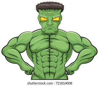 Frankenstein angry cartoon. Vector illustration