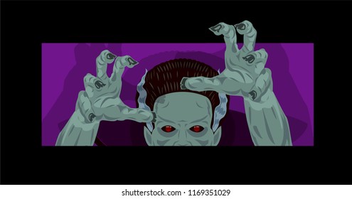 Frankenstein bride Halloween costume design monster grabbing you with her hands