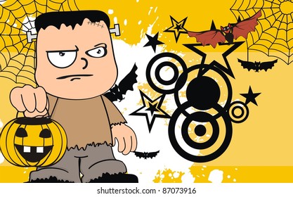 frankenstein cartoon background in vector format
