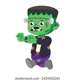 Frankenstein character Halloween cartoon vector