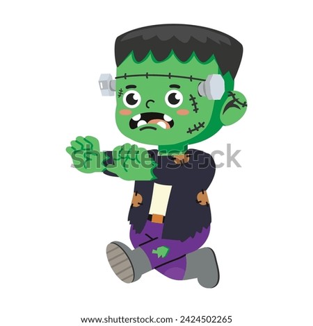 Frankenstein character Halloween cartoon vector